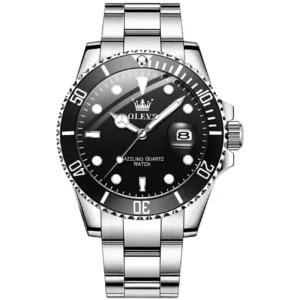 olevs 5885 wrist watch silver black