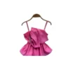 Women Party Back Zipper Tank Tops - Rose Red