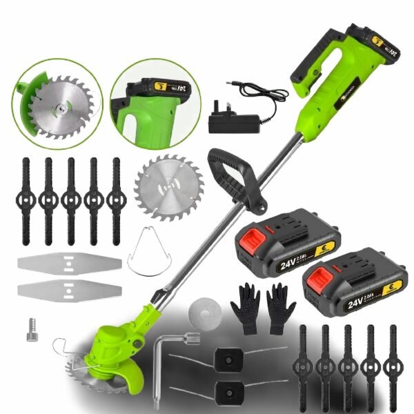 Conentool Cordless Strimmer: 24V Grass Trimmer with 2 Batteries