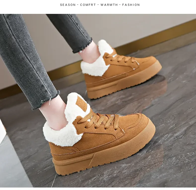 Warm plush women's snow boots