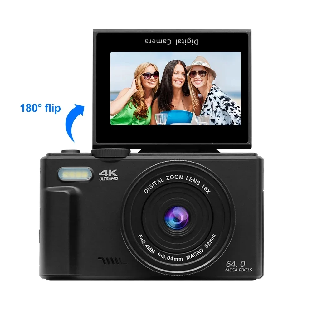 64MP Vlogging Camera/ 4k Digital Camera with 18X Zoom