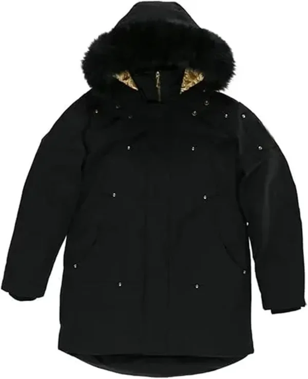 Moose Knuckles gold winter down jacket.