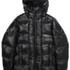 Moncler winter down jacket with drawstring hood.
