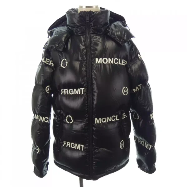Moncler embossed down jacket for winter warmth.
