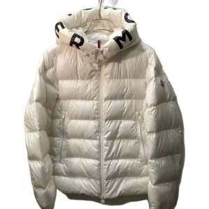 Moncler winter down jacket with logo brim.