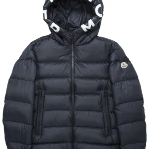 Moncler winter down jacket with logo brim.