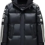 Moncler winter down jacket with letter embroidery.