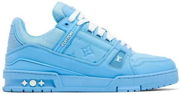Blue Louis Vuitton LV Trainer embossed monogram sneakers